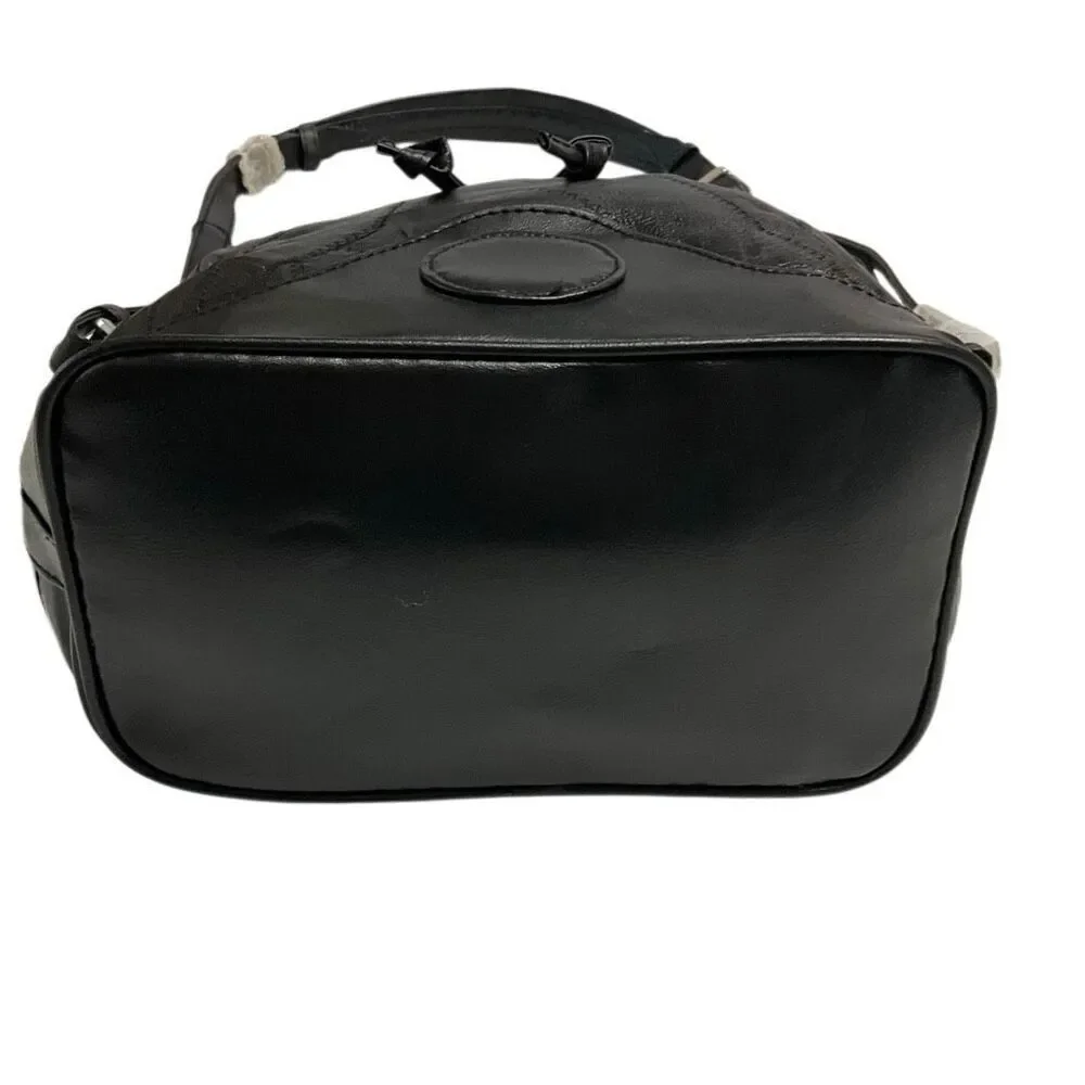Maxam Lambskin Patchwork Mosaic Drawstring Bag, Black NWT Vintage